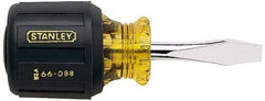 Stanley - 1/4" Blade Width, 3-7/16" OAL Standard Slotted Screwdriver - 1-1/2" Blade Length, Round Shank, Acetate with Rubber Grip Handle - Americas Industrial Supply