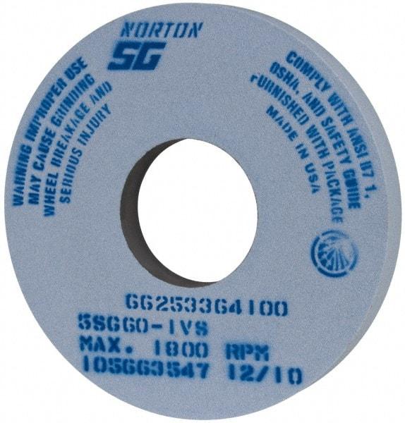 Norton - 14" Diam x 5" Hole x 1-1/2" Thick, I Hardness, 60 Grit Surface Grinding Wheel - Ceramic, Type 1, Medium Grade, 1,800 Max RPM, Vitrified Bond, No Recess - Americas Industrial Supply