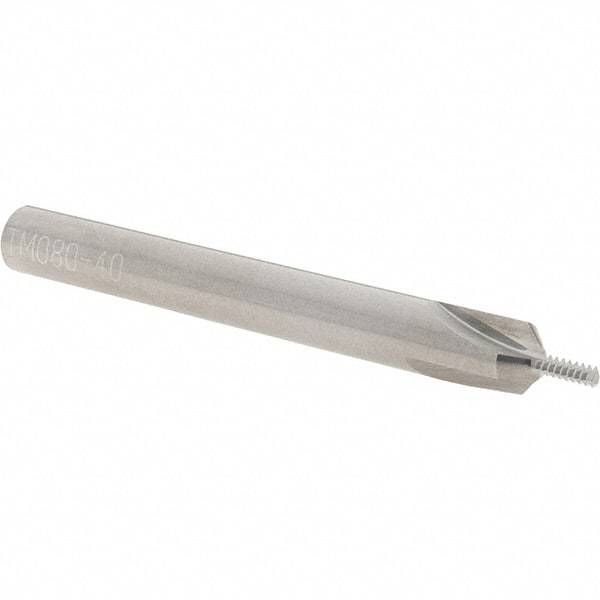 Scientific Cutting Tools - #4-40 Thread, 1/4" Shank Diam, Bright Coating, Solid Carbide Straight Flute Thread Mill - 3 Flutes, 2-1/2" OAL, #4 Min Noml Diameter - Americas Industrial Supply