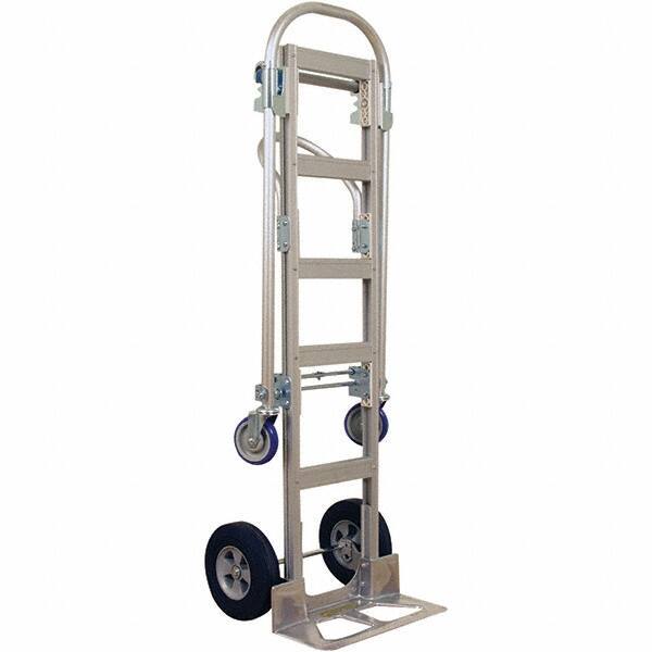 Wesco Industrial Products - 1,000 Lb Capacity 61-1/2" OAH Hand Truck - 18 x 7-1/2" Base Plate, Continuous Handle, Aluminum, Solid Rubber Wheels - Americas Industrial Supply