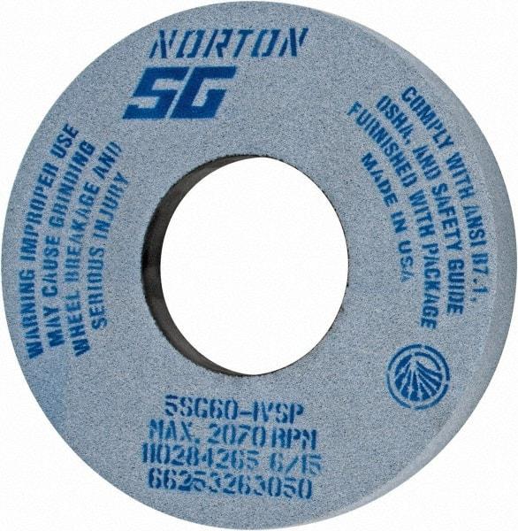 Norton - 12" Diam x 5" Hole x 1-1/2" Thick, I Hardness, 60 Grit Surface Grinding Wheel - Ceramic, Type 5, Medium Grade, 2,070 Max RPM, Vitrified Bond, One-Side Recess - Americas Industrial Supply