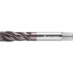 Walter-Prototyp - 9/16-12 UNC 4 Flute 2B/3B Semi-Bottoming Spiral Flute Tap - High Speed Steel, TiAlN Finish, 110mm OAL, Right Hand Flute, Right Hand Thread, Series TC117 - Exact Industrial Supply