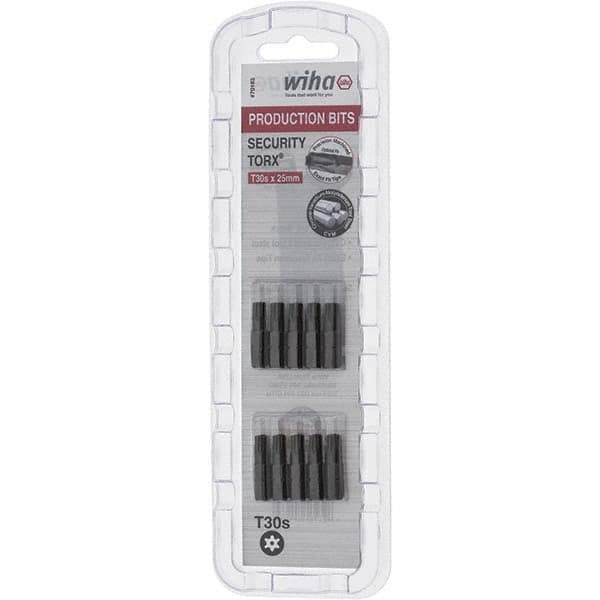 Wiha - 1/4" Drive T30 Tamperproof Torx Screwdriver Bit - 1" OAL, Tamper Resistant Bit - Americas Industrial Supply