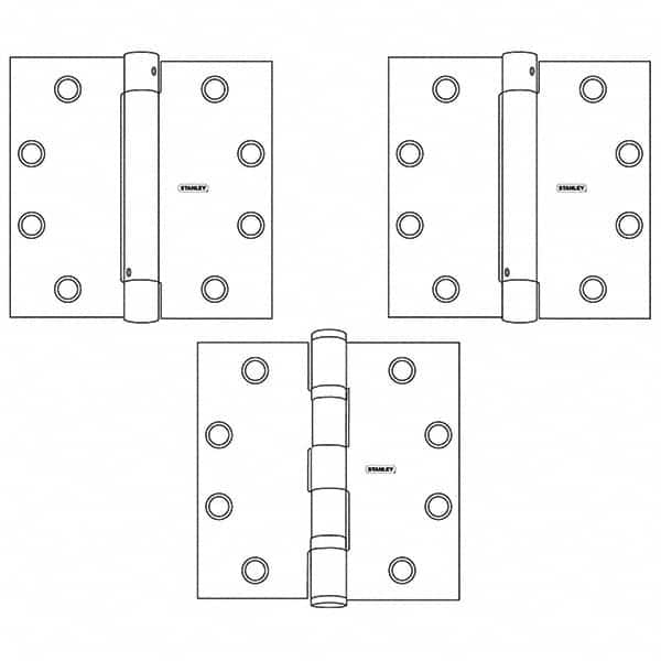 Stanley - 4-1/2" Long x 4-1/2" Wide Grade 1 Steel Full Mortise Spring Commercial Hinge - Americas Industrial Supply