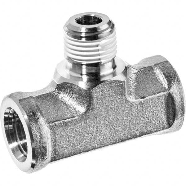 Galvanized Steel Pipe Branch Tee: 3/8″ Fitting FNPT x MNPT x FNPT, 5,300 psi Liquid & Gas, 5,300 psi Steam