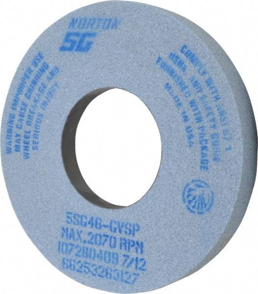 Norton - 12" Diam x 5" Hole x 1-1/2" Thick, G Hardness, 46 Grit Surface Grinding Wheel - Ceramic, Type 5, Coarse Grade, 2,070 Max RPM, Vitrified Bond, One-Side Recess - Americas Industrial Supply