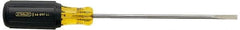 Stanley - 3/16" Blade Width, 9-3/4" OAL Cabinet Slotted Screwdriver - 6" Blade Length, Round Shank, Acetate with Rubber Grip Handle - Americas Industrial Supply