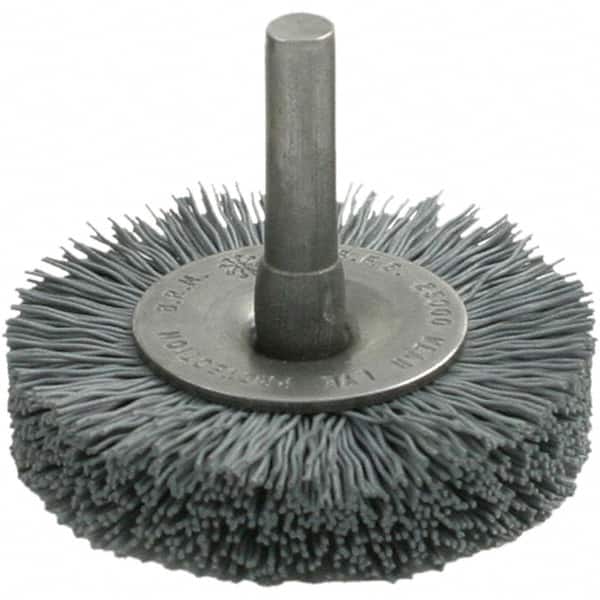 Brush Research Mfg. - 1-3/4" OD, Crimped Abrasive Nylon Wheel Brush - 1/2" Face Width, 3/8" Trim Length, 25,000 RPM - Americas Industrial Supply
