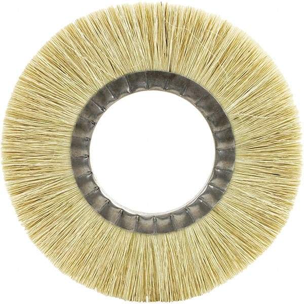 Brush Research Mfg. - 8" OD, 2" Arbor Hole, Crimped Carbon Wheel Brush - 1-1/8" Face Width, 1-3/4" Trim Length, 6,000 RPM - Americas Industrial Supply