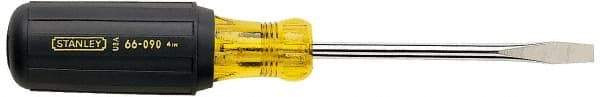 Stanley - 3/8" Blade Width, 13-3/8" OAL Standard Slotted Screwdriver - 8" Blade Length, Round Shank, Acetate with Rubber Grip Handle - Americas Industrial Supply