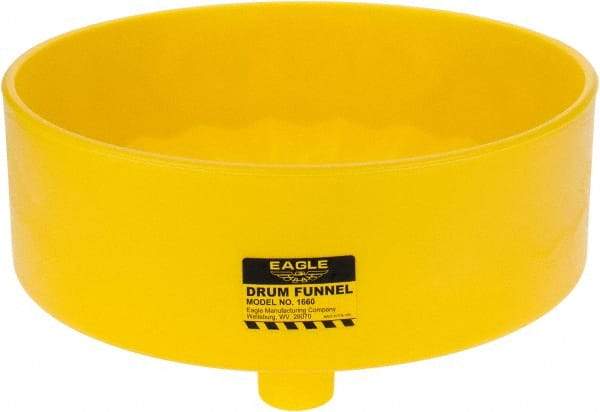 Eagle - 7" High x 18" Diam, Polyethylene, Drum Funnel - 30 to 55 Gal Drum/Pail Capacity - Americas Industrial Supply