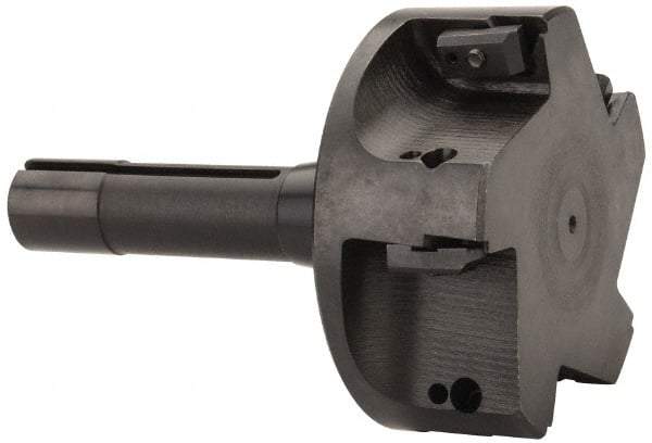 APT - 4" Cut Diam, 0.65" Max Depth of Cut, 5-7/8" OAL, Indexable Square Shoulder End Mill - TPC 32..., TPG 32., TPU 32. Inserts, R8 Taper Shank, 90° Lead Angle, Series Tri-Dex - Americas Industrial Supply