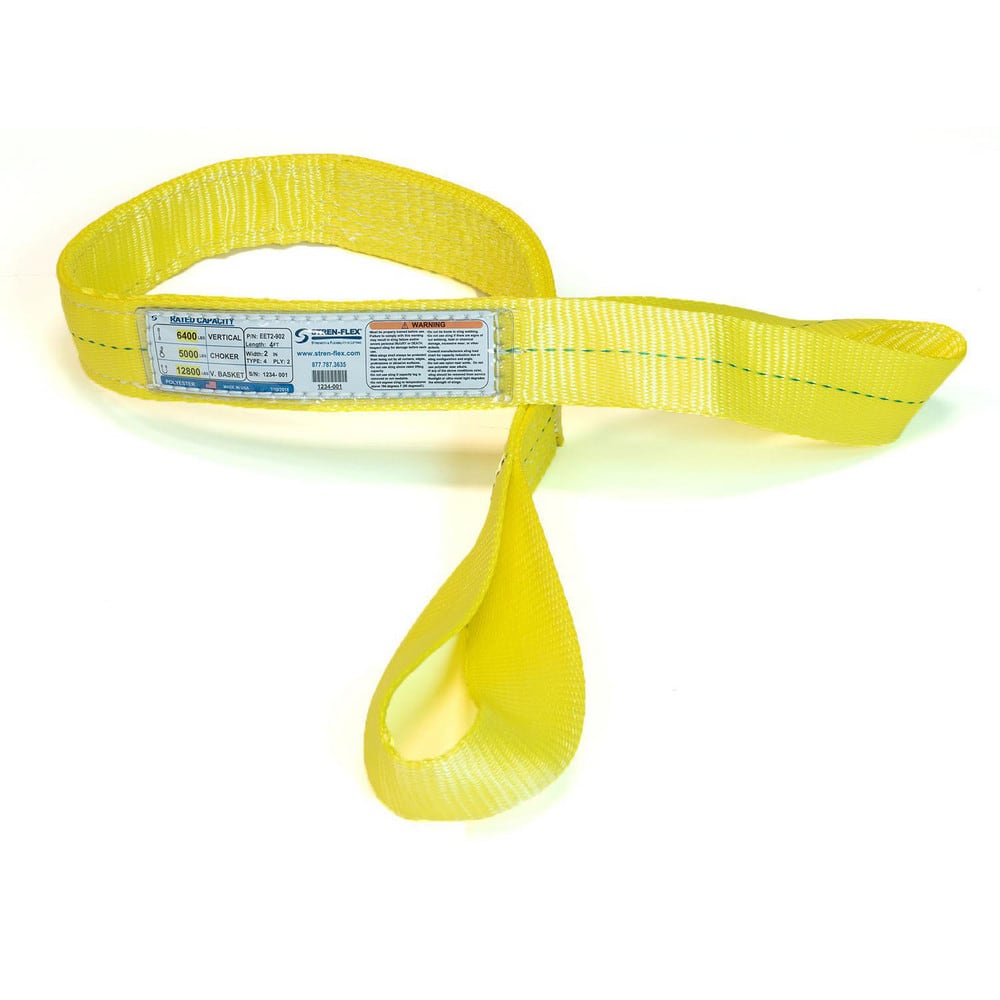 Slings & Tiedowns (Load-Rated); Sling Type: Eye & Eye; Length (Feet): 20; Vertical Capacity (Lb.): 6400; Choker Capacity (Lb.): 5000; Width (Inch): 2; Basket Capacity (Lb.): 12800; Eye Type: Twisted Eye; Sling Material: Polyester; Sling Width: 2 in; Eye L