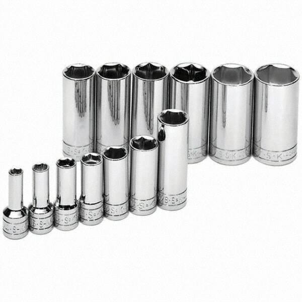 SK - 3/8" Drive Deep Socket Set - 1/4 to 1", Inch Measurement Standard - Americas Industrial Supply
