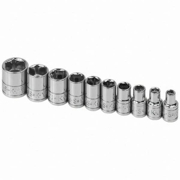SK - 1/4" Drive Standard Socket Set - 3/16 to 9/16", Inch Measurement Standard - Americas Industrial Supply