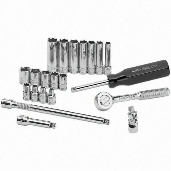 SK - 1/4" Drive Deep Socket Set - 4 to 12mm, Metric Measurement Standard - Americas Industrial Supply