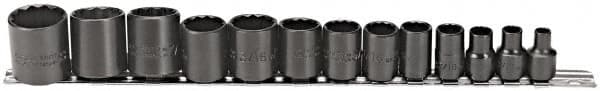 Proto - 13 Piece 3/8" Drive Socket Set - 12 Points, 1/4" to 1" Range, Inch Measurement Standard - Americas Industrial Supply
