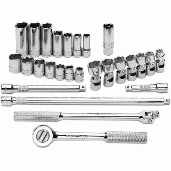 SK - 3/8" Drive Standard Deep Socket Set - 3/8 to 3/4", Inch Measurement Standard - Americas Industrial Supply