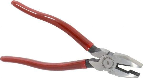Proto - 7-1/4" OAL, 1-9/32" Jaw Length x 1-1/8" Jaw Width, Side Cutting Linesman's Pliers - Serrated Jaw, New England Style Head, Comfort Grip Handles - Americas Industrial Supply