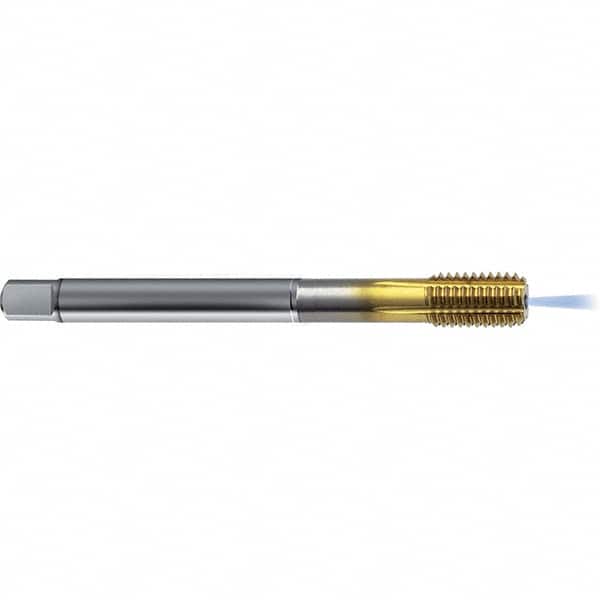 Guhring - 3/8-16 UNC 2BX H8/H9 Thread Limit Bottoming Thread Forming Tap - High Speed Steel, TiN Finish, 3.937" OAL, Right Hand Thread, Series 4383 - Americas Industrial Supply