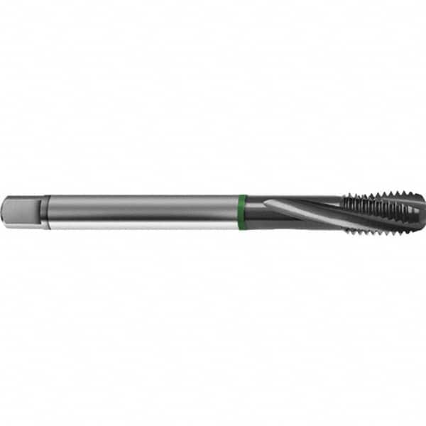 Guhring - M16x1.50 Metric 4 Flute 6H Bottoming Spiral Flute Tap - High Speed Steel, TiCN Finish, 100mm OAL, Right Hand Flute, Right Hand Thread, D4/D5, Series 4156 - Americas Industrial Supply