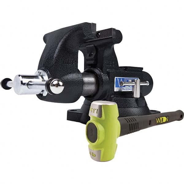 Wilton - 5-1/2" Jaw Width x 5" Jaw Opening, 3-3/4" Throat Depth, Bench & Pipe Combination Vise - Americas Industrial Supply