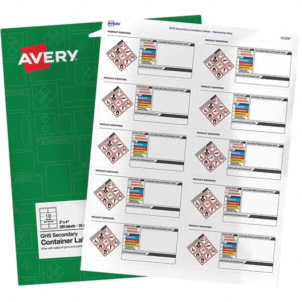 AVERY - Pack of (250), 2" x 4" White Paper ID Labels - Americas Industrial Supply