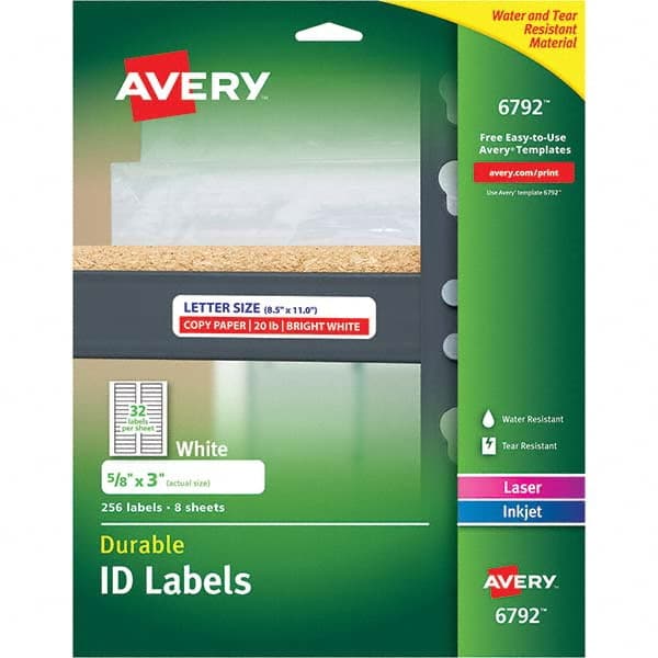 AVERY - Pack of (256), 5/8" x 3" White Paper Multipurpose Labels - Americas Industrial Supply