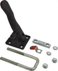 De-Sta-Co - 7,500 Lb Capacity, Horizontal, U Hook, Flanged Base, Carbon Steel Pull Action Latch Clamp - 2.19" Drawing Movement, 10.12" OAL, Threaded U Hook, Straight Handle - Americas Industrial Supply