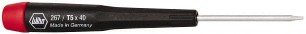 Wiha - T5 Torx Driver - 1-9/16" Blade Length, 4-3/4" OAL, Tapered Handle - Americas Industrial Supply