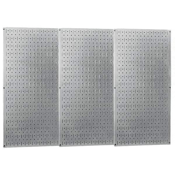Wall Control - 48" Wide x 32" High Peg Board Storage Board - 3 Panels, Galvanized Steel, Metallic - Americas Industrial Supply