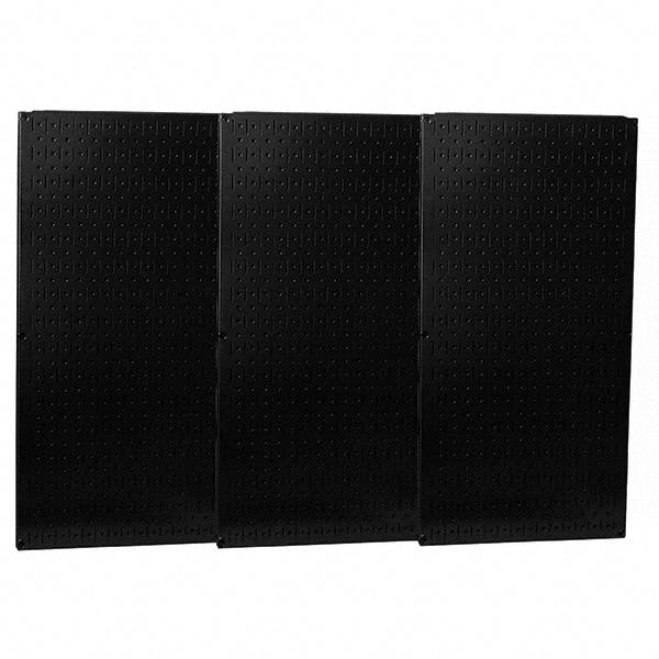 Wall Control - 48" Wide x 32" High Peg Board Storage Board - 3 Panels, Metal, Black - Americas Industrial Supply