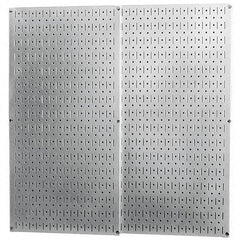 Wall Control - 32" Wide x 32" High Peg Board Storage Board - 2 Panels, Galvanized Steel, Metallic - Americas Industrial Supply