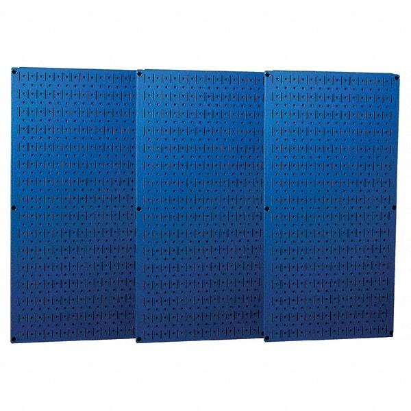 Wall Control - 48" Wide x 32" High Peg Board Storage Board - 3 Panels, Metal, Blue - Americas Industrial Supply