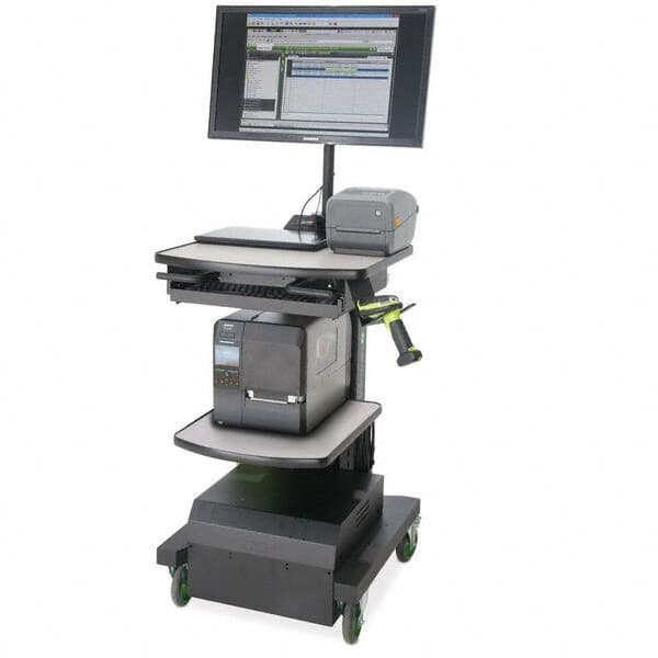 NewCastle Systems - 200 Lb Capacity, 2 Shelf Mobile Computer Workstation - 24" Wide x 26" Deep x 43" High, Steel - Americas Industrial Supply