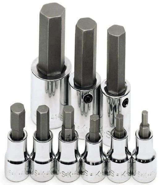 SK - 9 Piece 3/8 & 1/2" Drive Metric Hex Bit Socket Set - 4 to 17mm Hex - Americas Industrial Supply