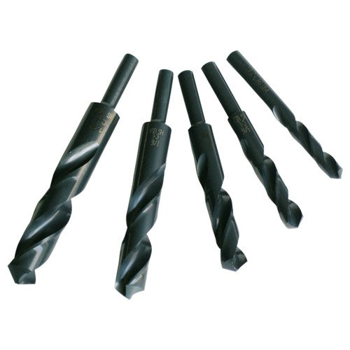 1/4-1/2 RHS / RHC HSS 118 Degree Radial Point 1/4″ Reduced Shank Silver & Deming Drill Set - Steam Oxide - Exact Industrial Supply