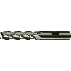 1/2″ × 1/2″ × 1-1/4″ × 3-1/4″ RHS / RHC HSS-CO 8% (M42) Cobalt, Single End, 4-Flute, Center Cutting End Mill - TiCN - Exact Industrial Supply