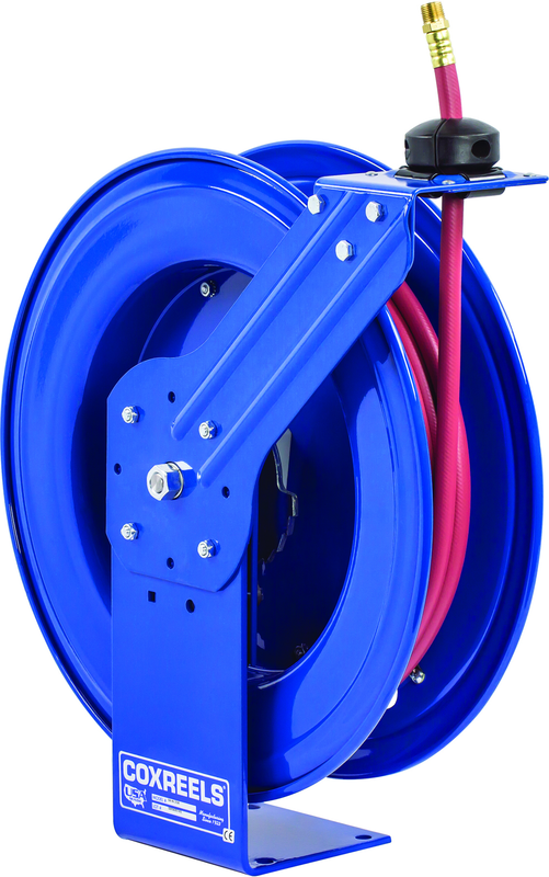 #SH-N-375 For 3/8" x 75' Hose Low Pressure Spring Rewind Hose Reel with Super Hub w/ Hose - Americas Industrial Supply