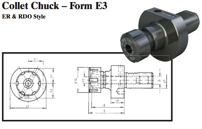 VDI Collet Chuck - Form E3 (ER & RDO Style) - Part #: CNC86 53.50467 - Americas Industrial Supply