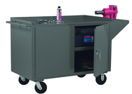 60"L x 24"W x 37-3/4"H - Mobile Bench Cabinet - Gray Powder Coat Finish - Americas Industrial Supply