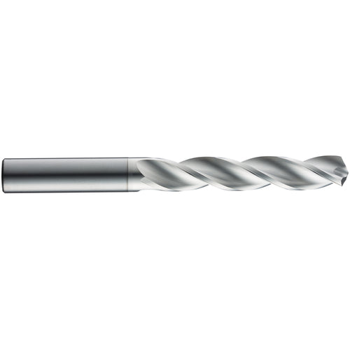 6.4 mm Dia. × 8 mm Shank × 53 mm Flute Length × 91 mm OAL, 5xD, 124°, TB, 3 Flute, External, Round Solid Carbide Drill - Exact Industrial Supply