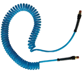 #PUE1415BT - 1/4 MPT x 15 Feet - Transparent Blue Polyurethane - 2 Swivel Fitting(s) - Self-Storing Hose - Americas Industrial Supply