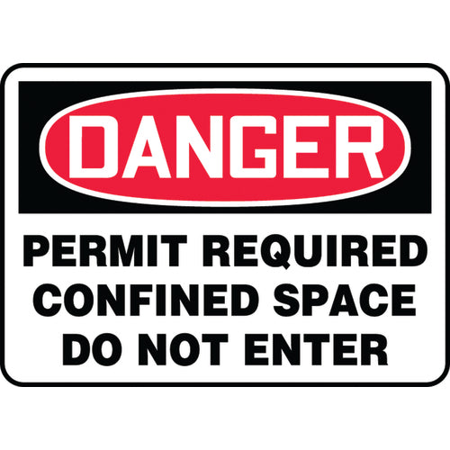 Sign, Danger Permit Required Confined Space Do Not Enter, 10″ × 14″, Vinyl - Americas Industrial Supply