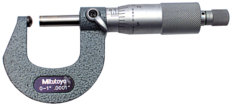0 - 1'' Measuring Range - .0001 Graduation - Ratchet Thimble - Carbide Face - Ball Anvil & Spindle Micrometer - Americas Industrial Supply