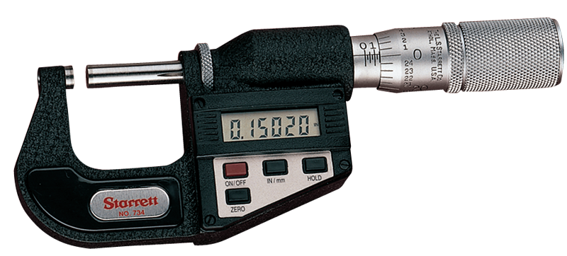 #733XFL-1 -  0 - 1" / 0 - 25mm Measuring Range - .00005/.001mm Resolution - Friction Thimble - Carbide Face - Electronic Outside Micrometer with Letter of Certification - Americas Industrial Supply