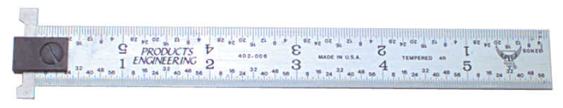 #402-H12 - 12'' Long - 4R Graduation - 1'' Wide - Hook Rule - Americas Industrial Supply