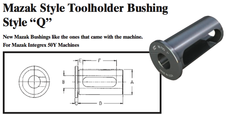 Mazak Style "Q" Toolholder Bushing  - (OD: 50mm x ID: 1/2") - Part #: CNC 86-70QM 1/2" - Americas Industrial Supply