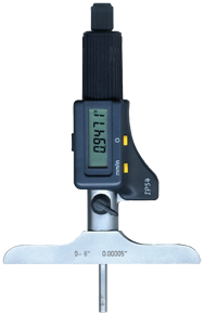 0 - 6" / 0 - 150mm Measuring Range - Friction Thimble - Electronic Depth Micrometer - Americas Industrial Supply