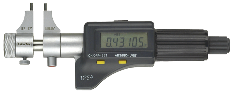 .2 - 1.2'' Measuring Range - .00005/.001mm Resolution - Friction Thimble - Hardened & Ground Face - Electronic Inside Micrometer - Americas Industrial Supply